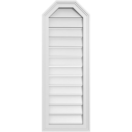 Ekena Millwork Octagonal Top Surface Mount PVC Gable Vent w/ 2"W x 1-1/2"P Brickmould Frame, 14"W x 38"H GVPOT14X3802SF